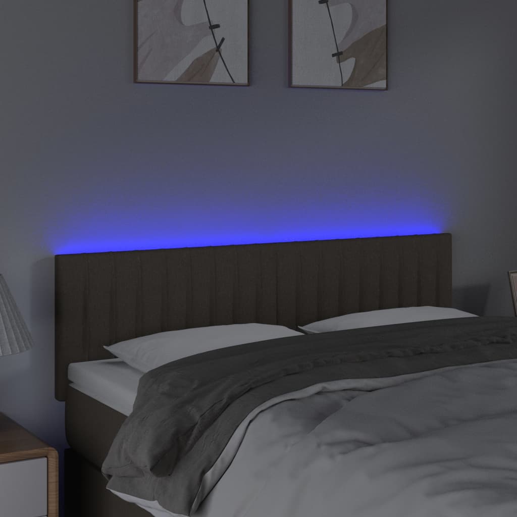 LED uzglavlje smeđesivo 144x5x78/88 cm od tkanine