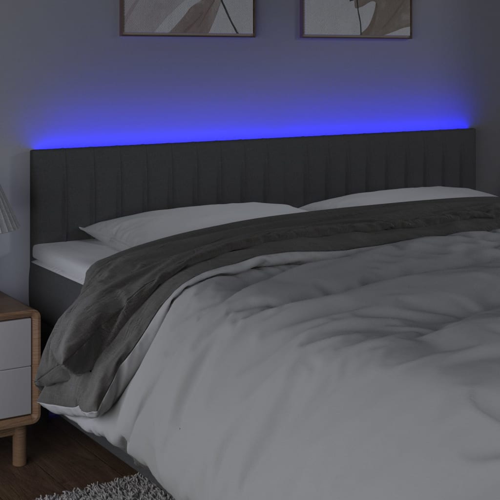 LED uzglavlje tamnosivo 160x5x78/88 cm od tkanine