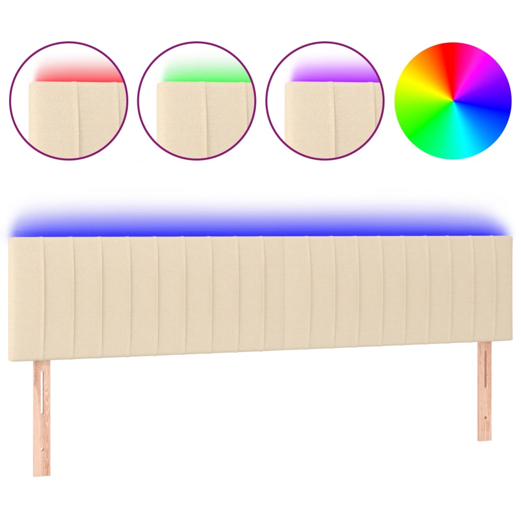 LED uzglavlje krem 160x5x78/88 cm od tkanine
