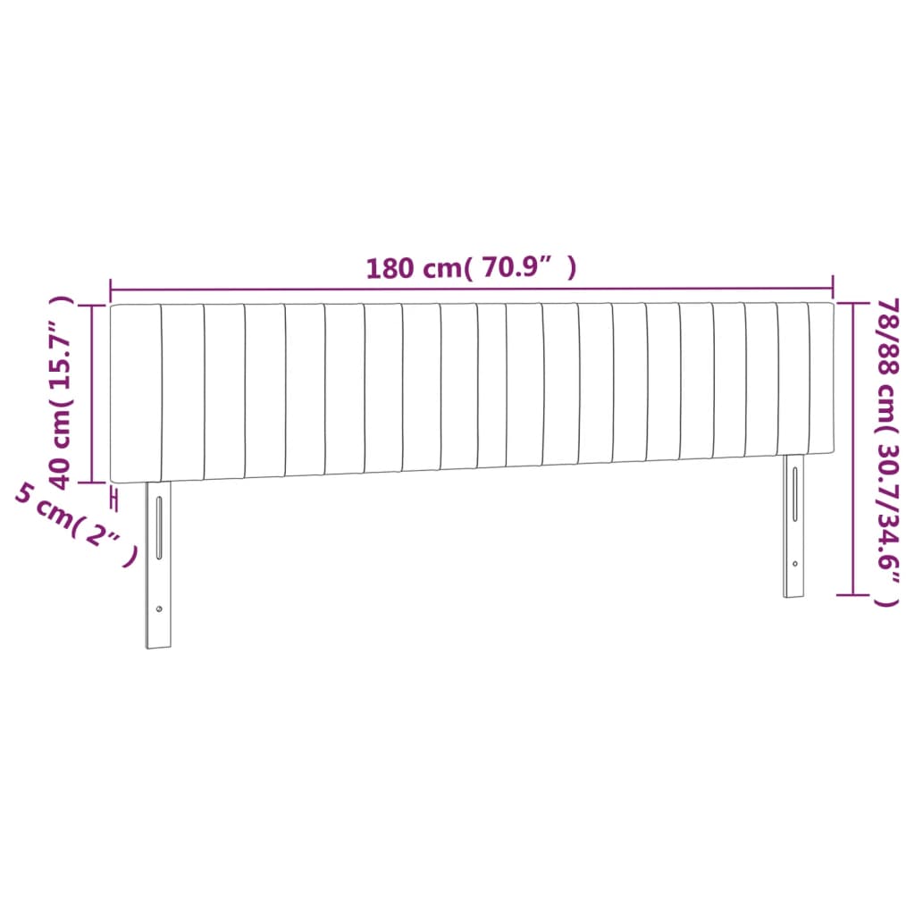 LED uzglavlje tamnosivo 180x5x78/88 cm od tkanine