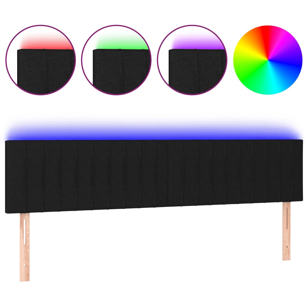LED uzglavlje crno 180x5x78/88 cm od tkanine