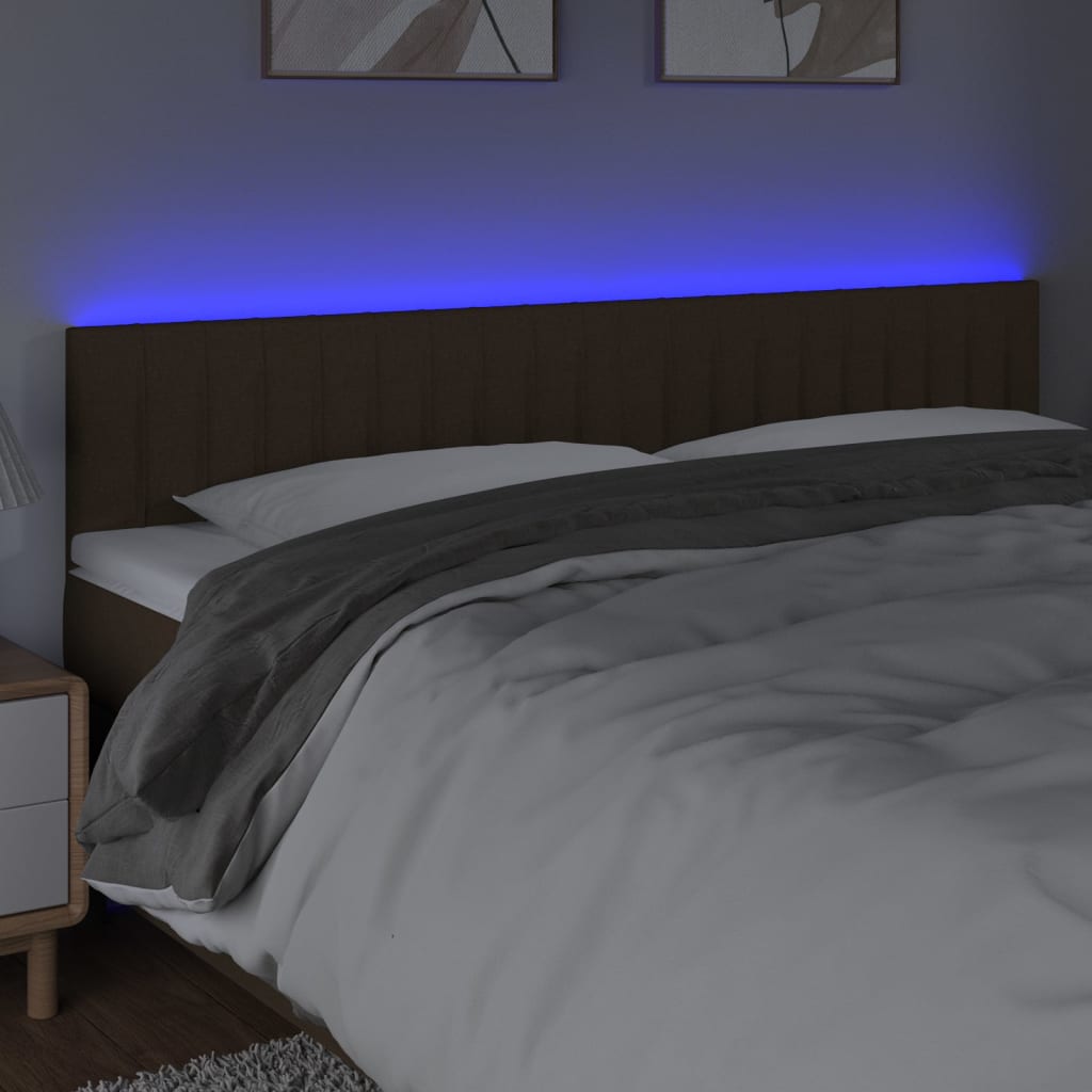 LED uzglavlje tamnosmeđe 200x5x78/88 cm od tkanine