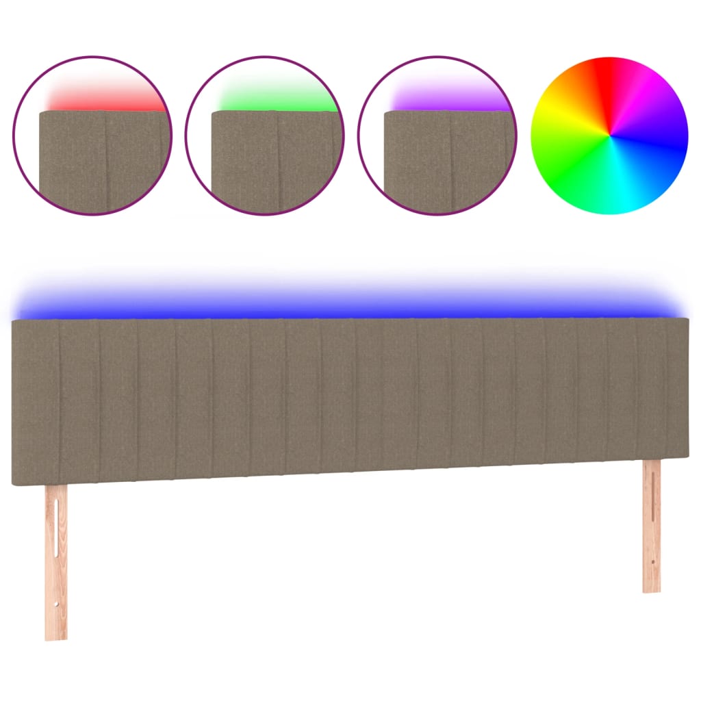 LED uzglavlje smeđesivo 200x5x78/88 cm od tkanine