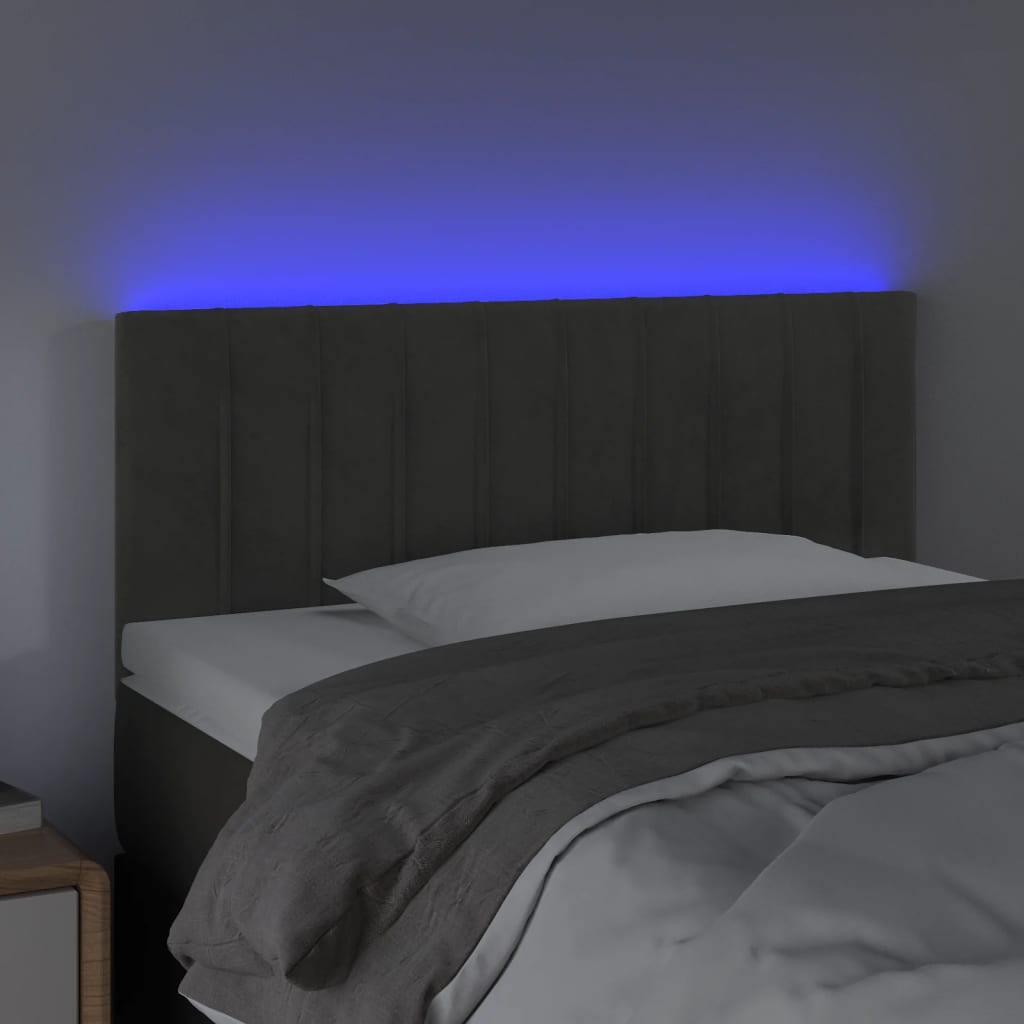 LED uzglavlje tamnosivo 90x5x78/88 cm baršunasto