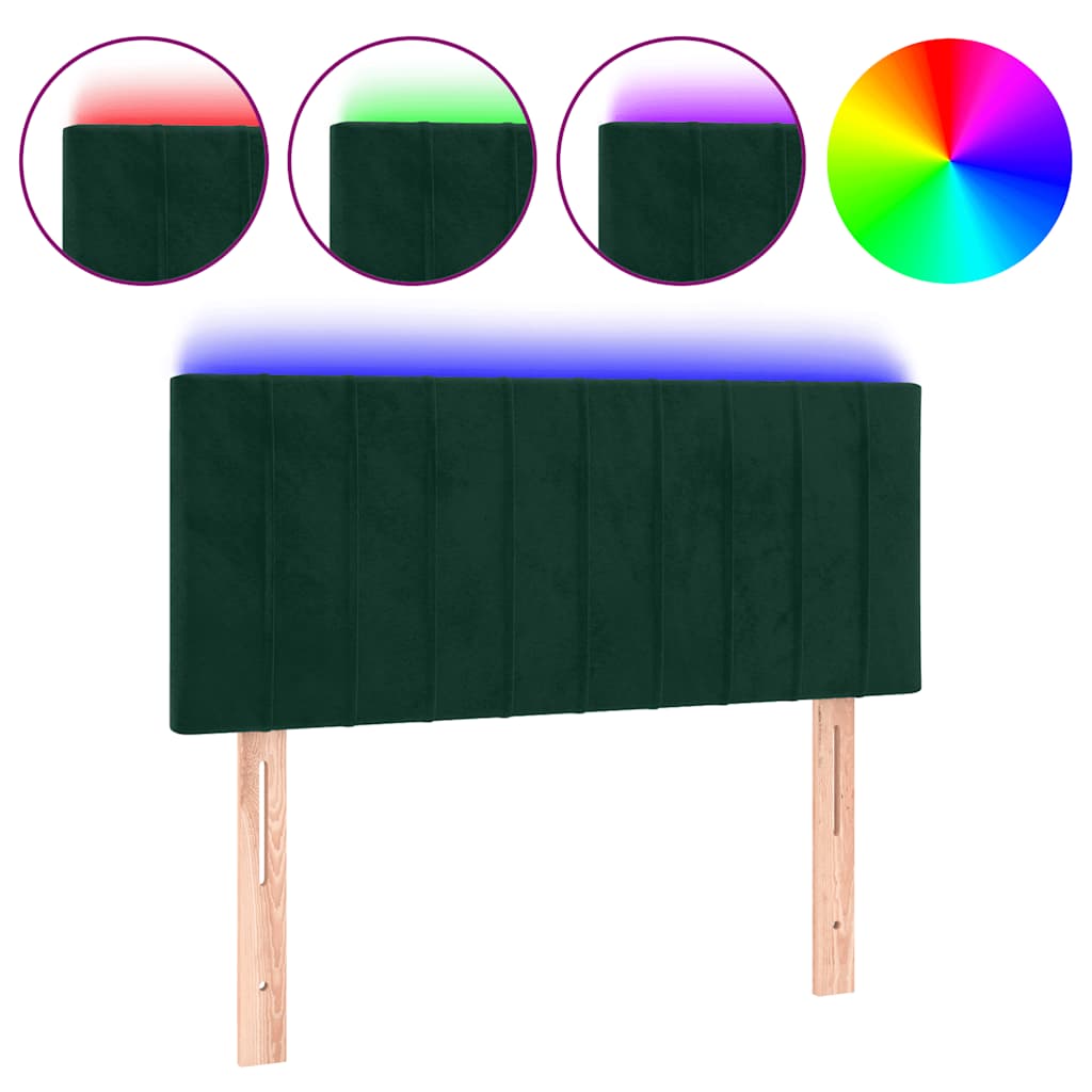 LED uzglavlje tamnozeleno 90x5x78/88 cm baršunasto