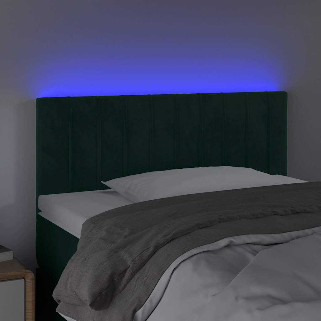 LED uzglavlje tamnozeleno 90x5x78/88 cm baršunasto