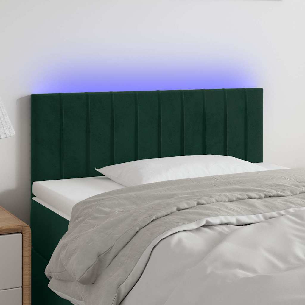 LED uzglavlje tamnozeleno 90x5x78/88 cm baršunasto