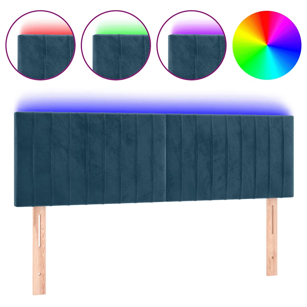 LED uzglavlje tamnoplavo 144x5x78/88 cm baršunasto