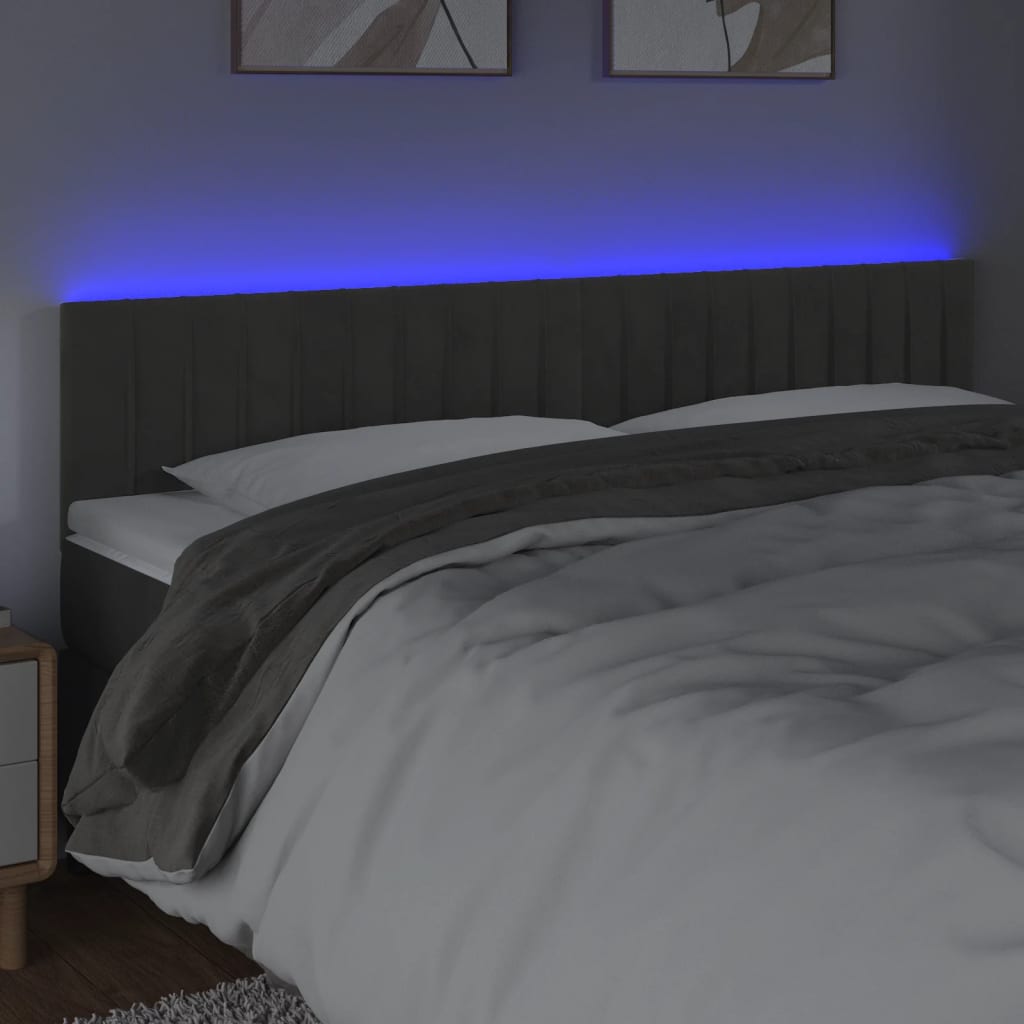 LED uzglavlje tamnosivo 160x5x78/88 cm baršunasto