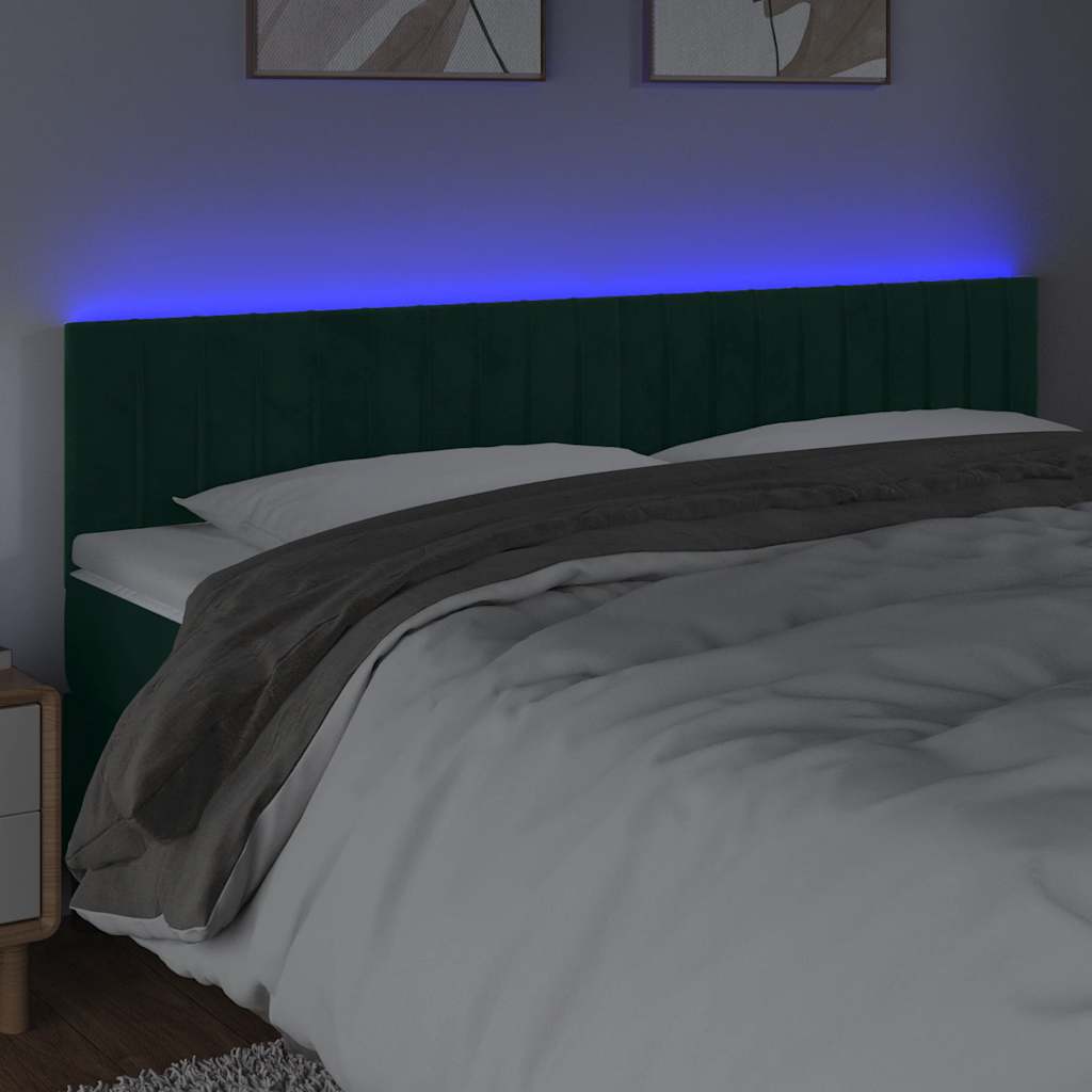 LED uzglavlje tamnozeleno 160x5x78/88 cm baršunasto