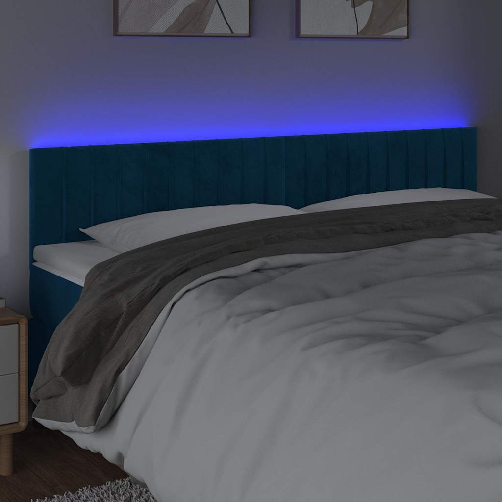 LED uzglavlje tamnoplavo 160x5x78/88 cm baršunasto