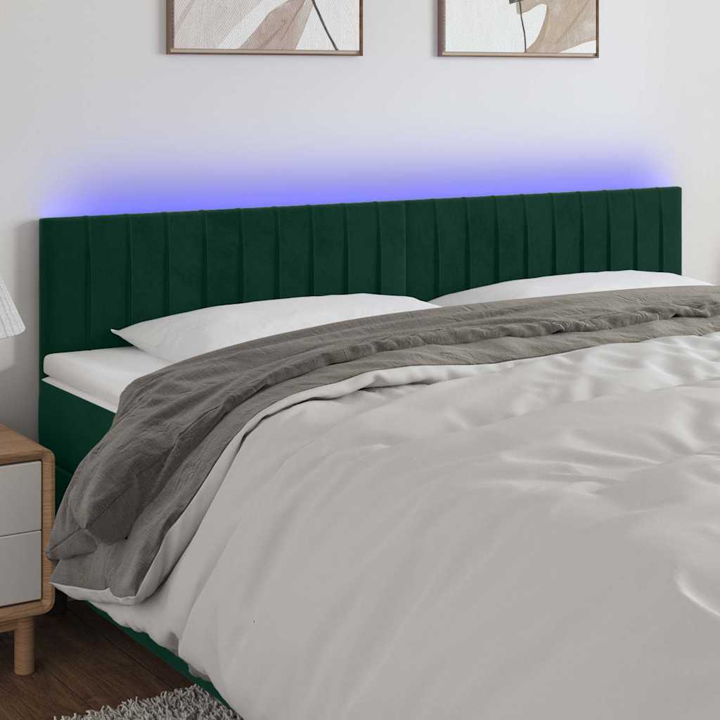 LED uzglavlje tamnozeleno 180x5x78/88 cm baršunasto