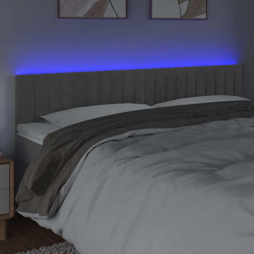 LED uzglavlje svjetlosivo 200x5x78/88 cm baršunasto