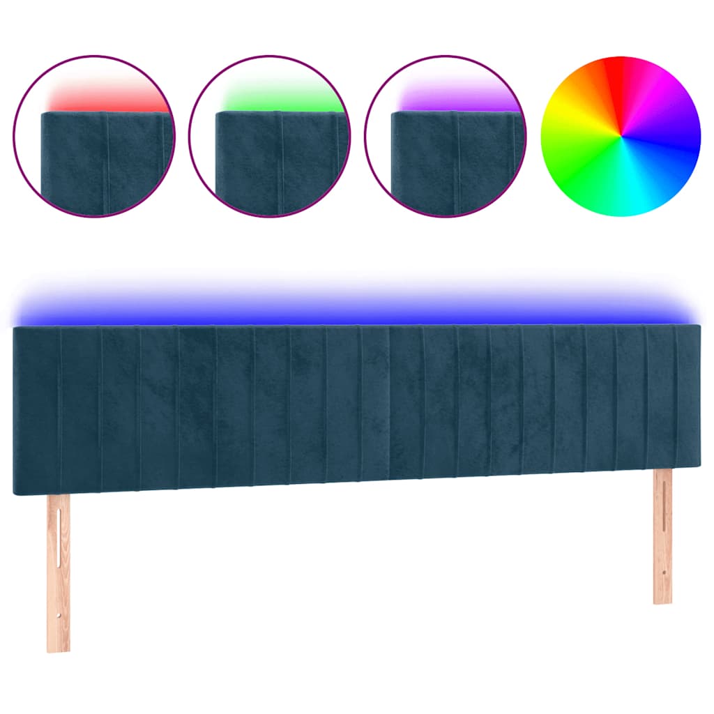 LED uzglavlje tamnoplavo 200x5x78/88 cm baršunasto