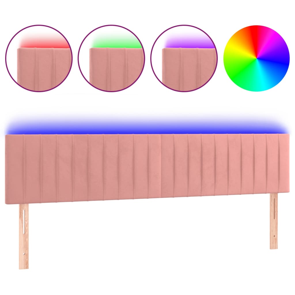 LED uzglavlje ružičasto 200x5x78/88 cm baršunasto