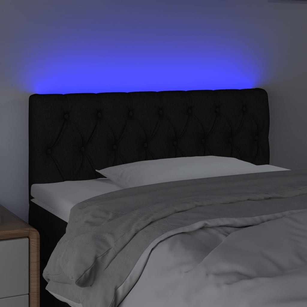 LED uzglavlje crno 90 x 7 x 78/88 cm od tkanine