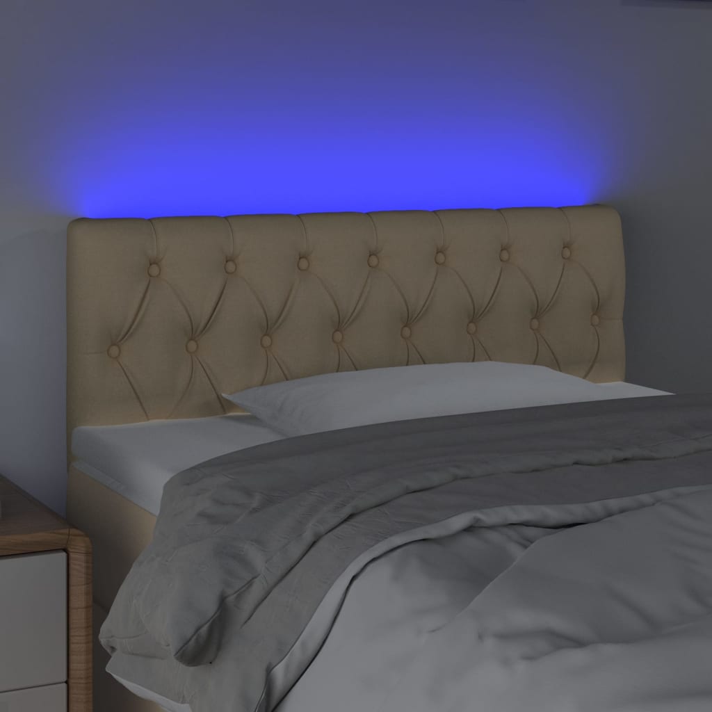 LED uzglavlje krem 100 x 7 x 78/88 cm od tkanine