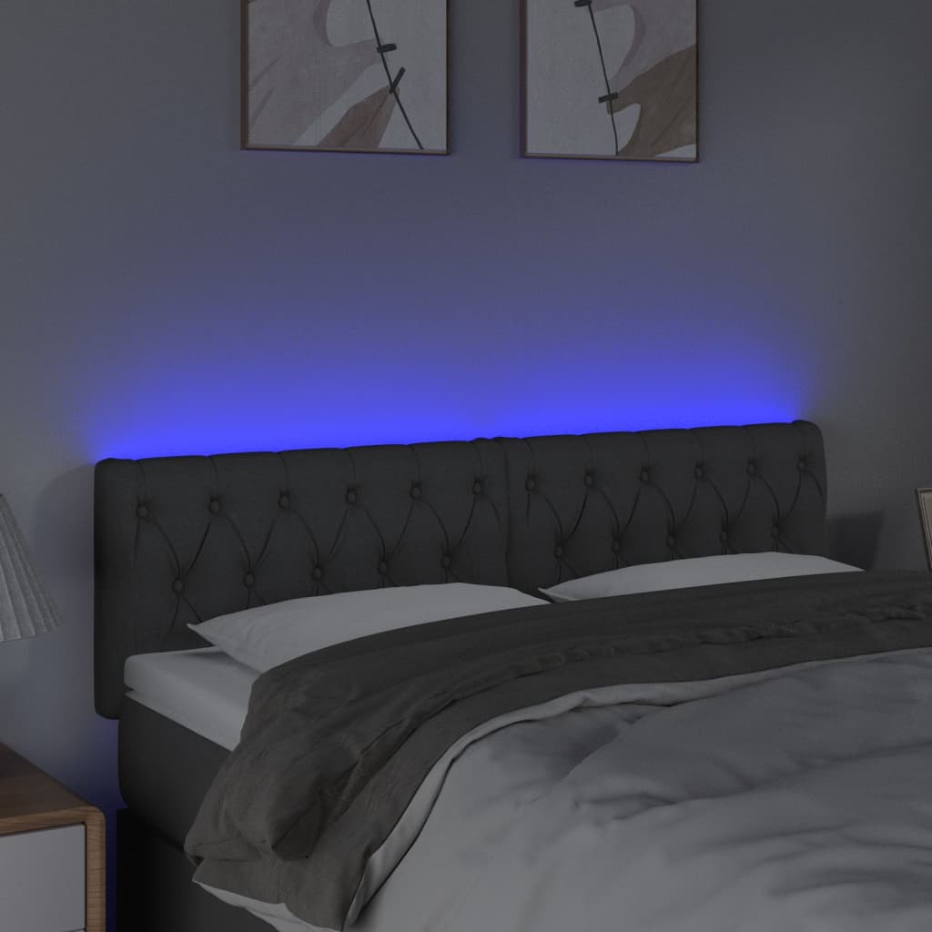 LED uzglavlje tamnosivo 144 x 7 x 78/88 cm od tkanine
