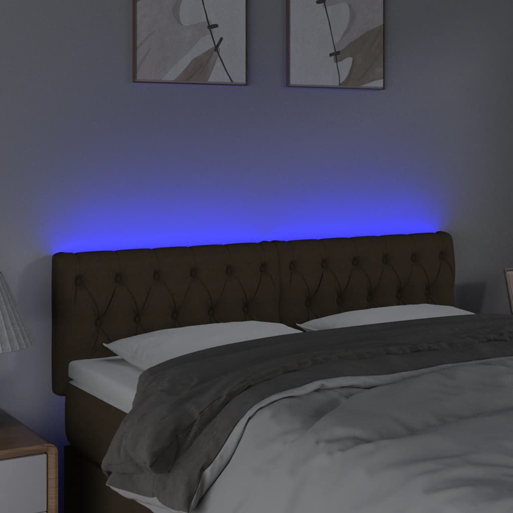 LED uzglavlje tamnosmeđe 144 x 7 x 78/88 cm od tkanine