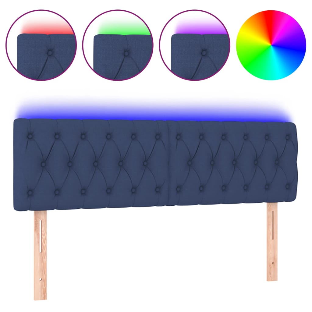 LED uzglavlje plavo 144 x 7 x 78/88 cm od tkanine