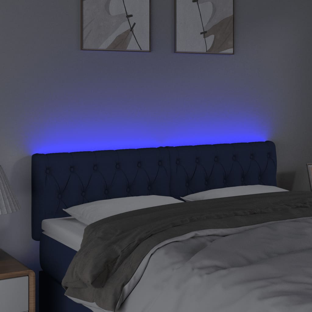 LED uzglavlje plavo 144 x 7 x 78/88 cm od tkanine