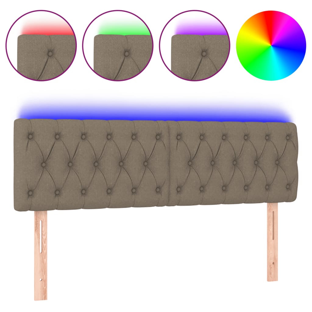 LED uzglavlje smeđesivo 160 x 7 x 78/88 cm od tkanine