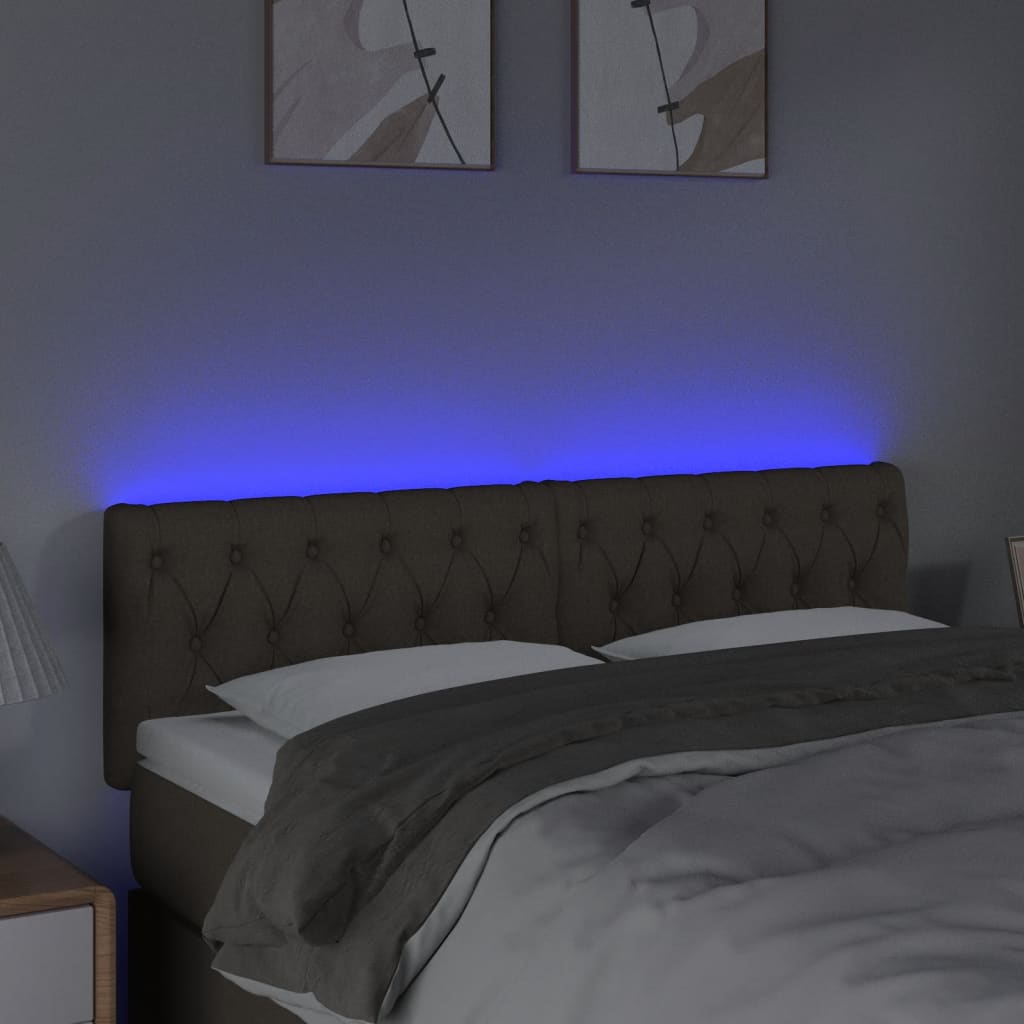 LED uzglavlje smeđesivo 160 x 7 x 78/88 cm od tkanine