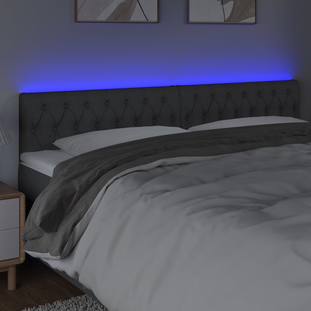LED uzglavlje tamnosivo 180 x 7 x 78/88 cm od tkanine