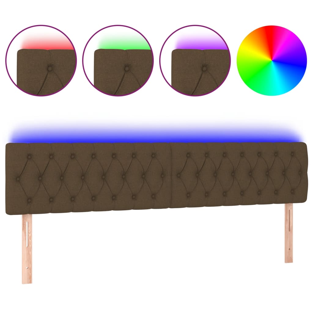 LED uzglavlje tamnosmeđe 180 x 7 x 78/88 cm od tkanine