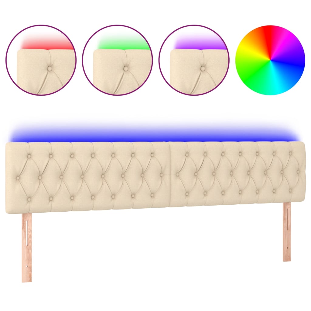 LED uzglavlje krem 180 x 7 x 78/88 cm od tkanine