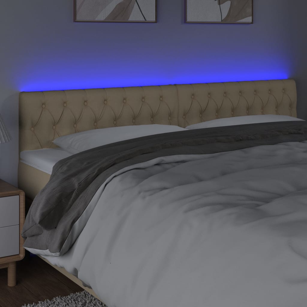 LED uzglavlje krem 180 x 7 x 78/88 cm od tkanine