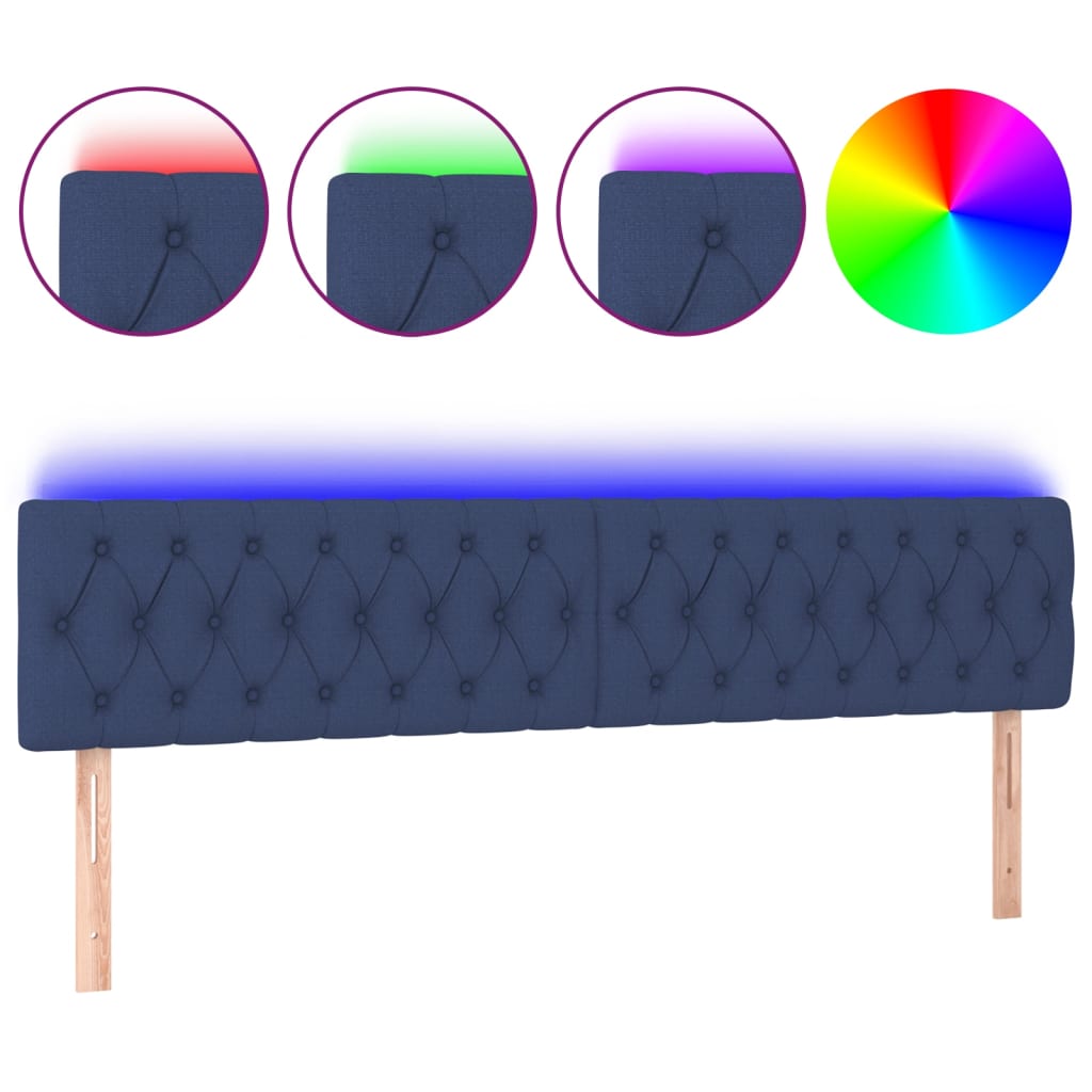 LED uzglavlje plavo 180 x 7 x 78/88 cm od tkanine