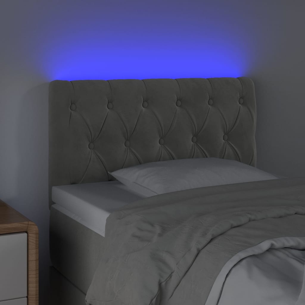 LED uzglavlje svjetlosivo 80x7x78/88 cm baršunasto