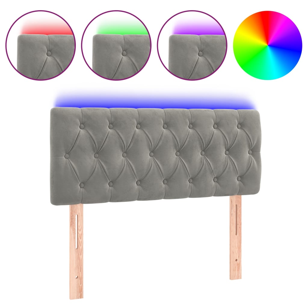 LED uzglavlje svjetlosivo 90x7x78/88 cm baršunasto