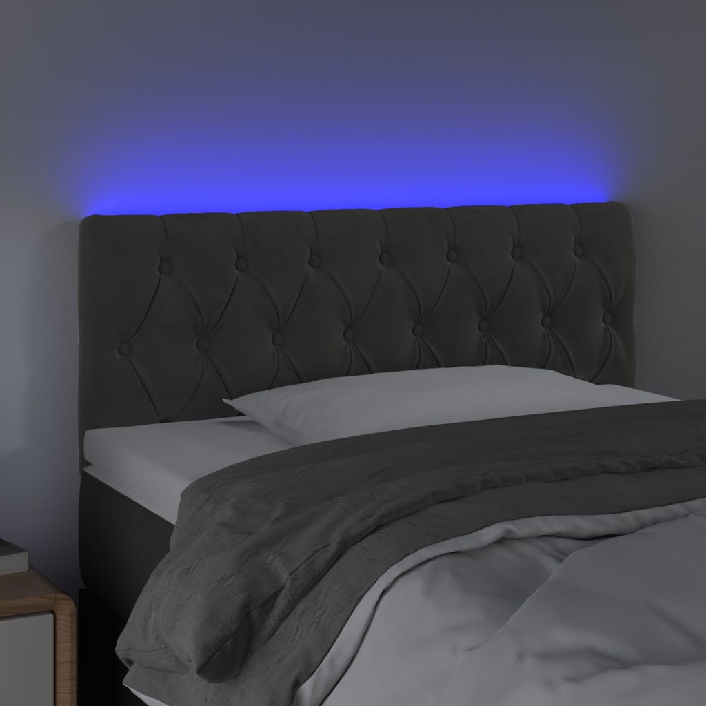 LED uzglavlje tamnosivo 90x7x78/88 cm baršunasto