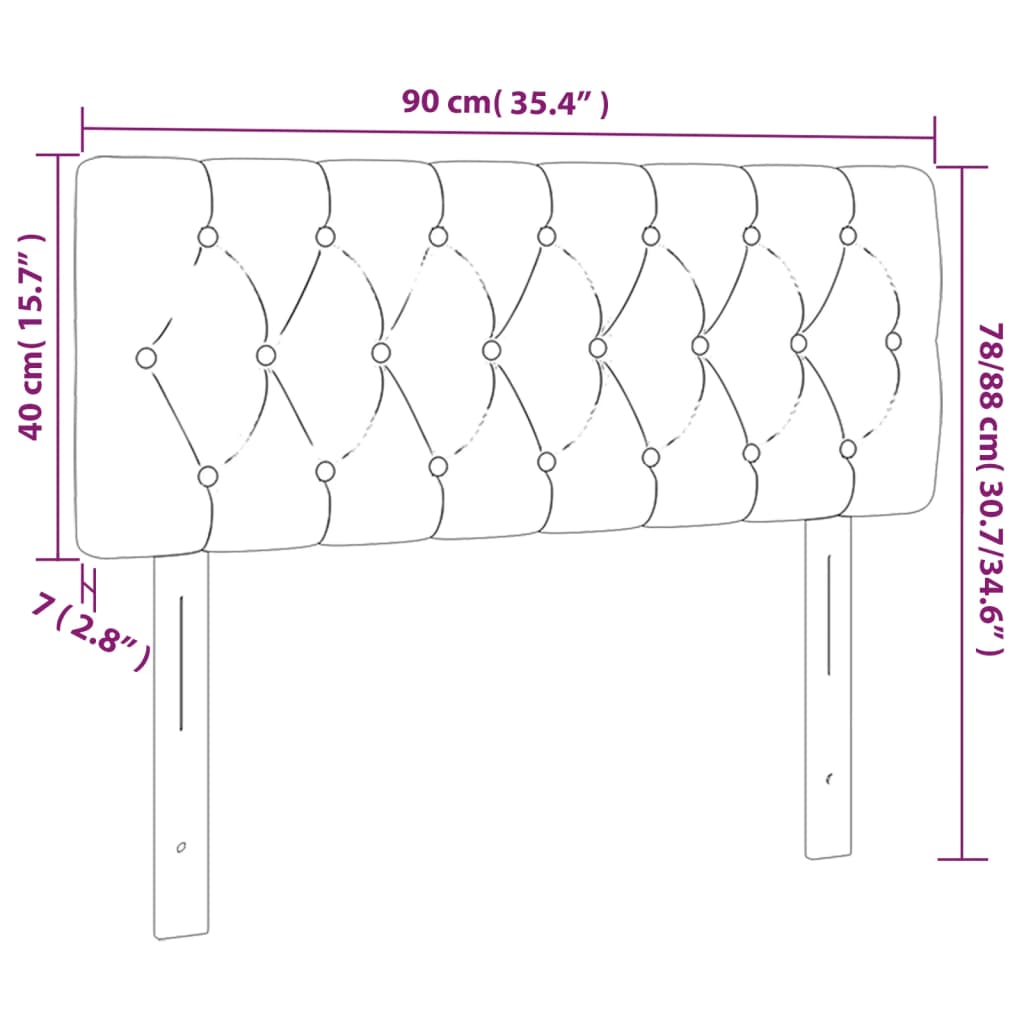 LED uzglavlje crno 90x7x78/88 cm baršunasto