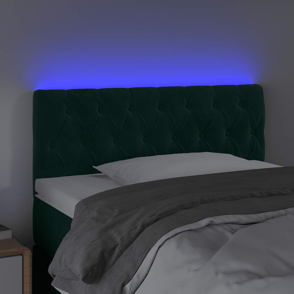 LED uzglavlje tamnozeleno 90x7x78/88 cm baršunasto