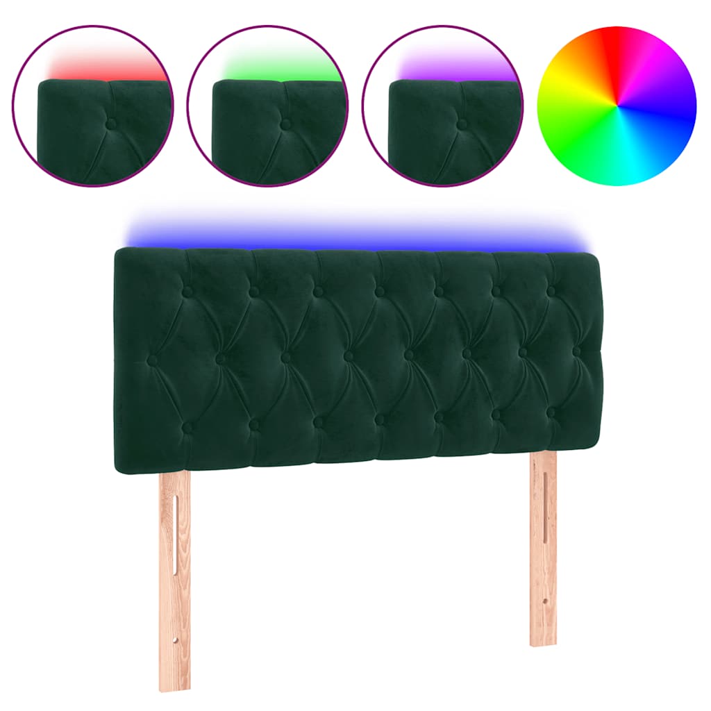 LED uzglavlje tamnozeleno 100x7x78/88 cm baršunasto