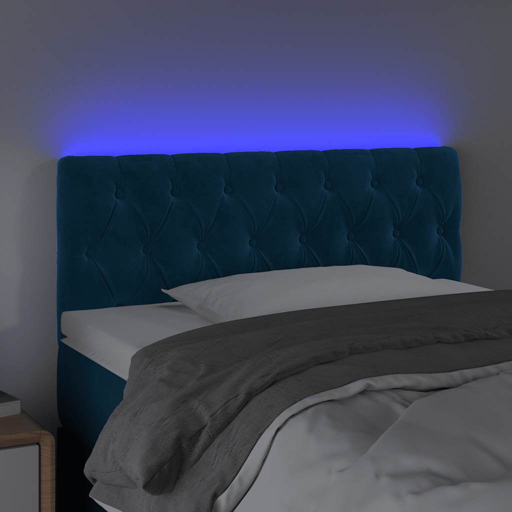 LED uzglavlje tamnoplavo 100x7x78/88 cm baršunasto