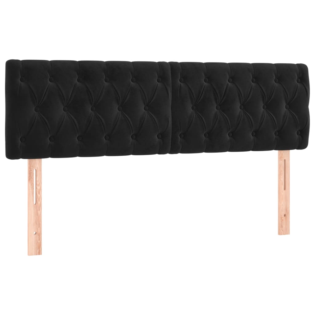 LED uzglavlje crno 144x7x78/88 cm baršunasto