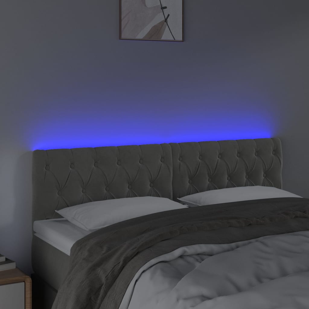 LED uzglavlje svjetlosivo 160x7x78/88 cm baršunasto