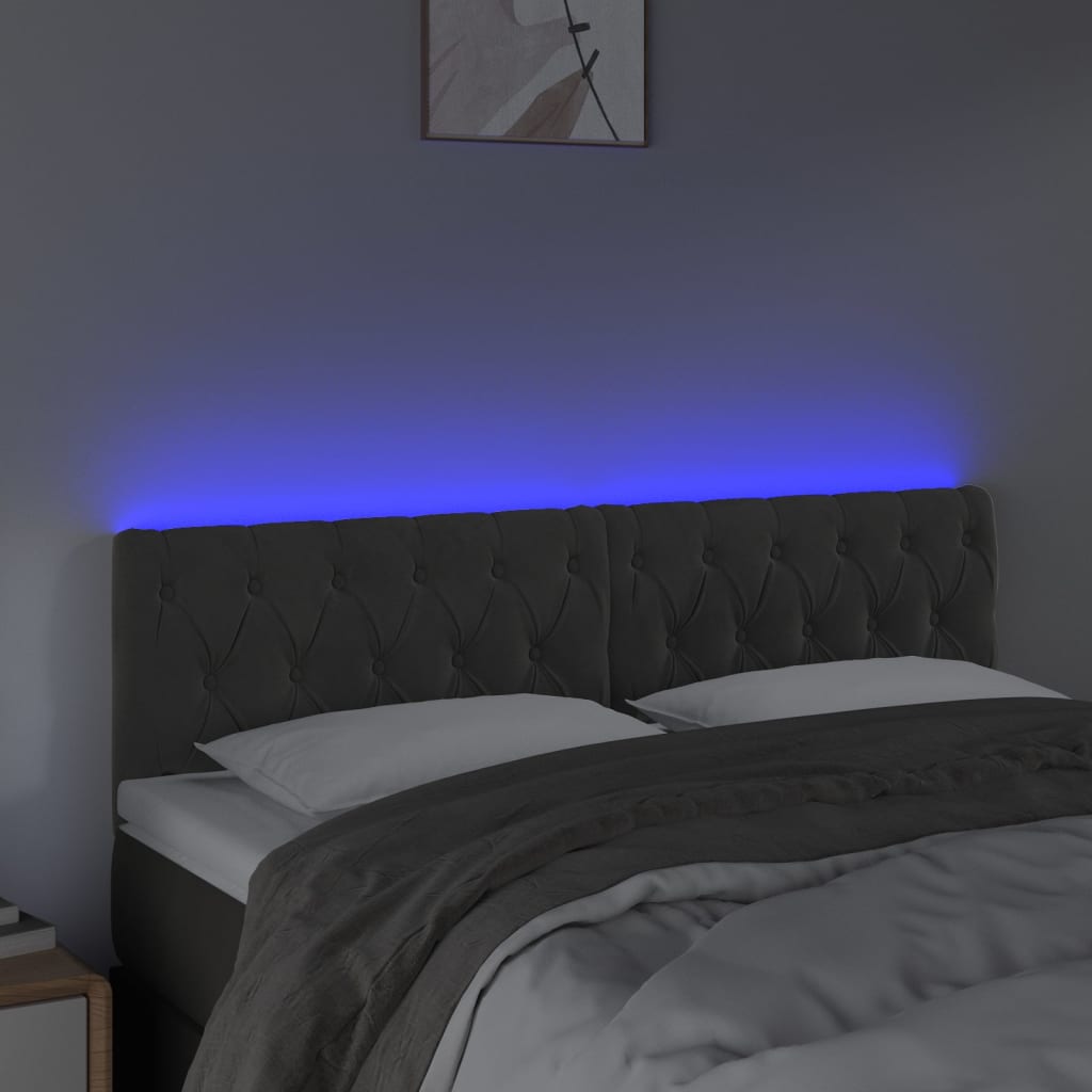 LED uzglavlje tamnosivo 160x7x78/88 cm baršunasto