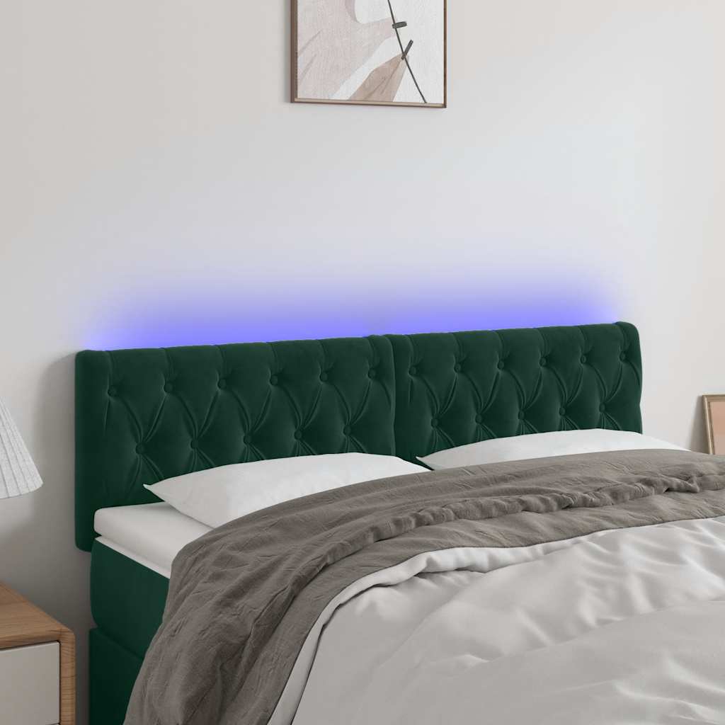 LED uzglavlje tamnozeleno 160x7x78/88 cm baršunasto