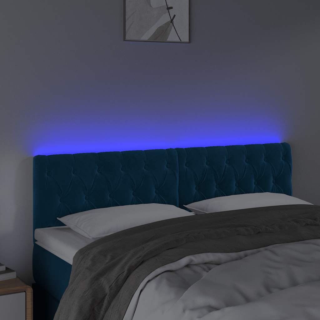 LED uzglavlje tamnoplavo 160x7x78/88 cm baršunasto
