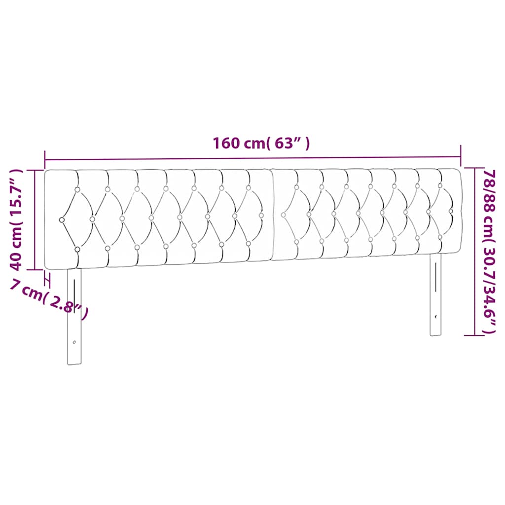 LED uzglavlje tamnoplavo 160x7x78/88 cm baršunasto