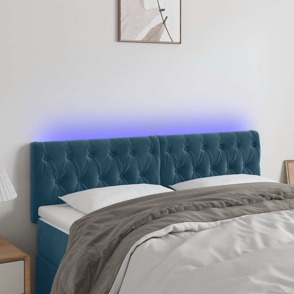 LED uzglavlje tamnoplavo 160x7x78/88 cm baršunasto