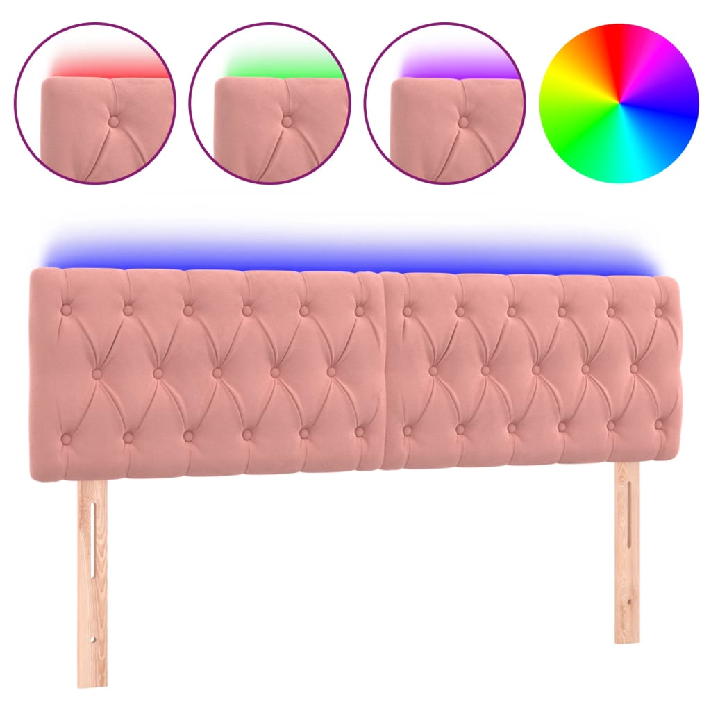 LED uzglavlje ružičasto 160x7x78/88 cm baršunasto