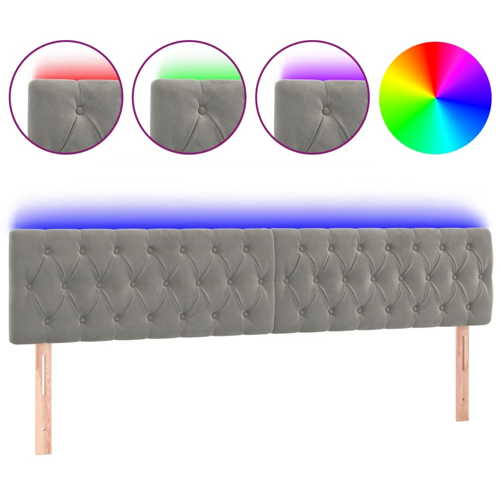 LED uzglavlje svjetlosivo 180x7x78/88 cm baršunasto