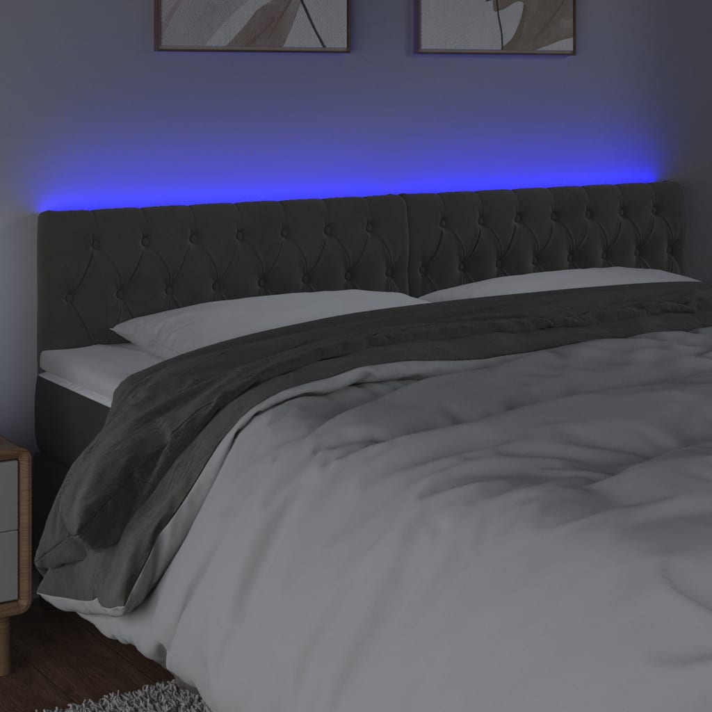 LED uzglavlje tamnosivo 180x7x78/88 cm baršunasto