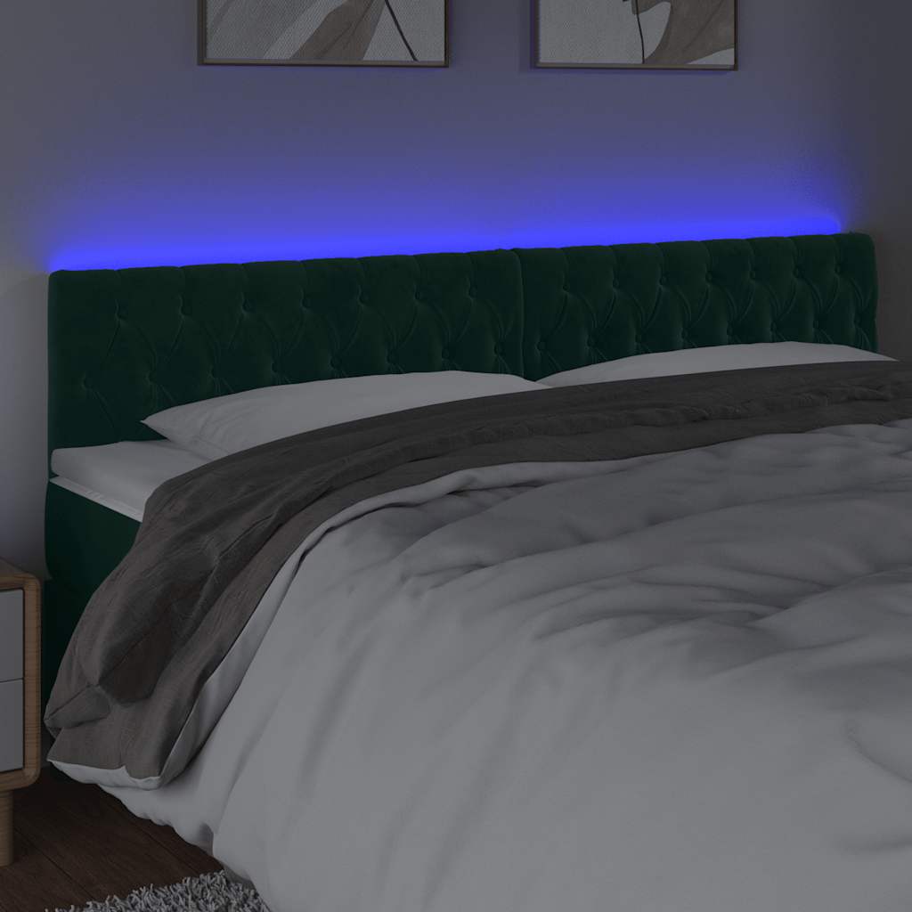 LED uzglavlje tamnozeleno 180x7x78/88 cm baršunasto